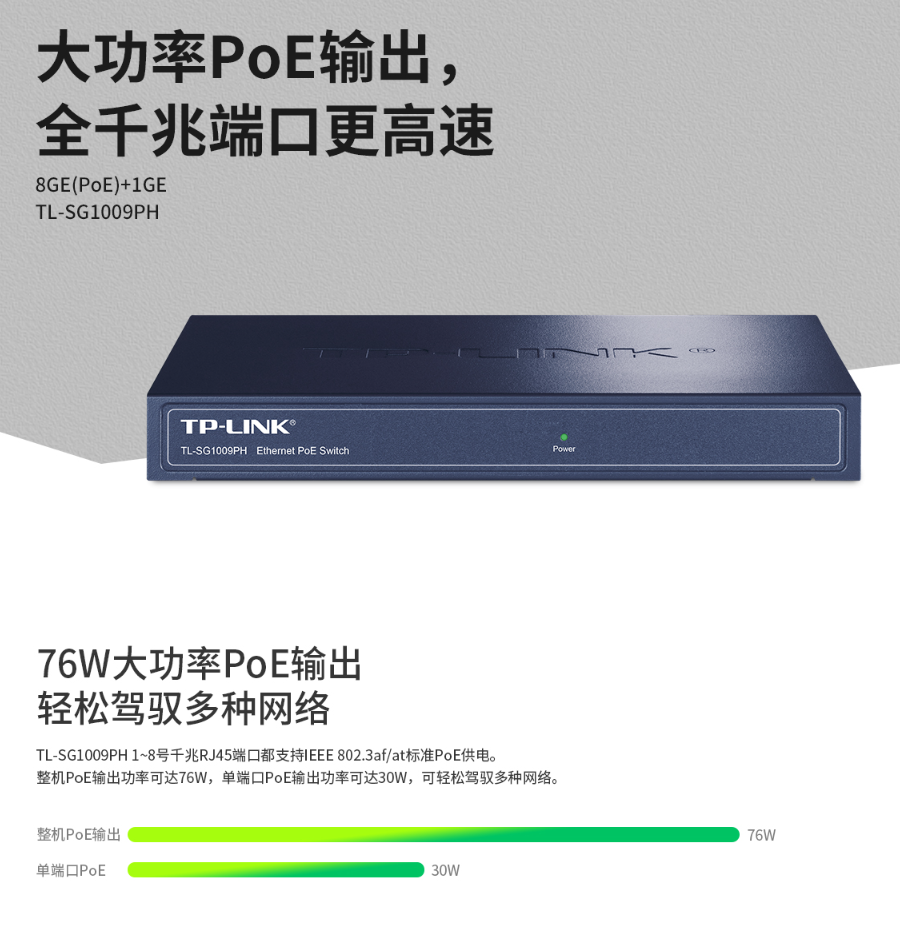 TP-LINK 9口千兆POE非網(wǎng)管交換機(jī)